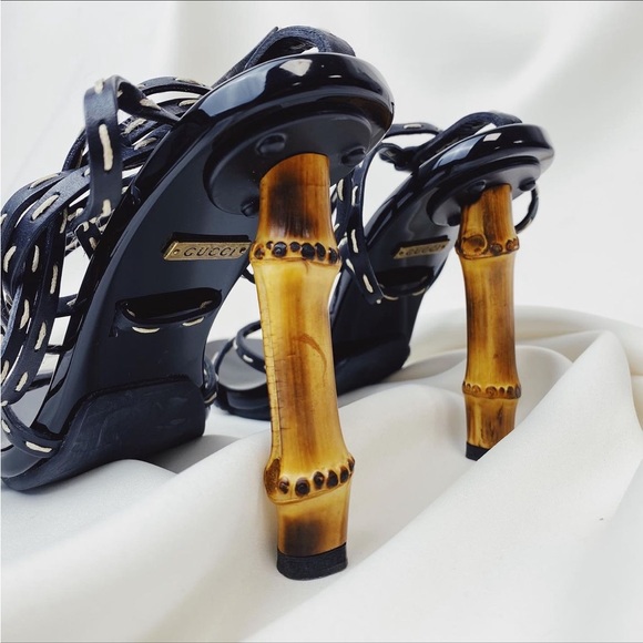 GUCCI x TOM FORD VINTAGE BAMBOO HEEL SANDAL SIZE EU 37.5 PRELOVED - Picture 2 of 5